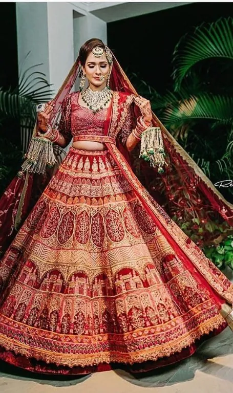 Bridal lehenga with hand embroidery